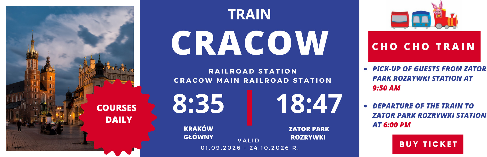 Train Krakow – Energylandia (autumn season)